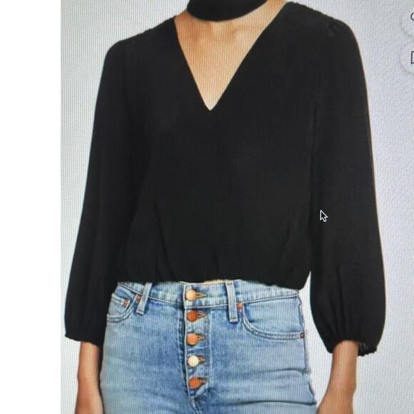 Alice & Olivia black Luna blouson with choker - Picture 1 of 4